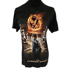 The Hunger Games Movie Poster Graphic Tee Black Katniss Mockingjay Size Small